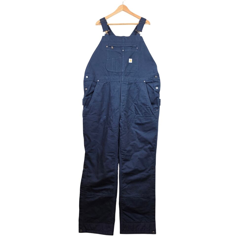 Carhartt Women's Size XXL (20) Washed Duck Insulated Bib Overall Navy Thinsulate